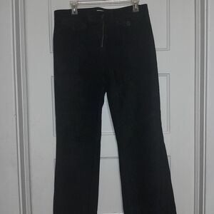 Ann Taylor Loft Black Suede Leather flair leg pants.